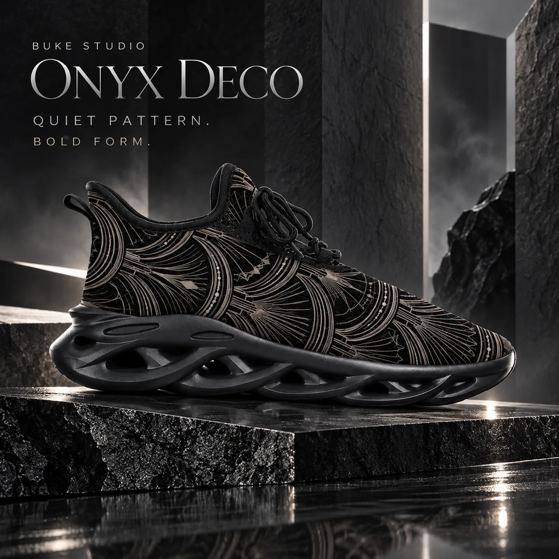 Onyx Deco print design on the Blade Sneaker